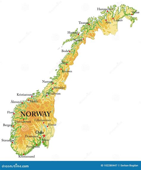 Norway Relief Map Cartoon Vector | CartoonDealer.com #102280447