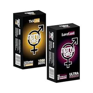 Buy NOTTY BOY 1500 Dots and Ultra Ribbed Combo Pack Condom - 20 Count ...