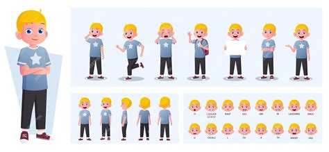 Cartoon Blonde Boy Construtor de Personagens e Pacote de Animação com ...