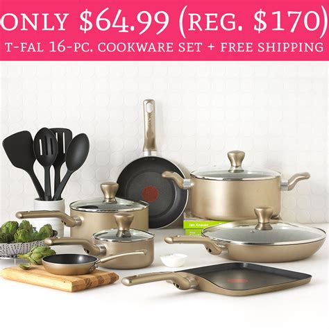 Only $64.99 (Regular $170) T-Fal 16-Pc. Cookware Set + Free Shipping ...