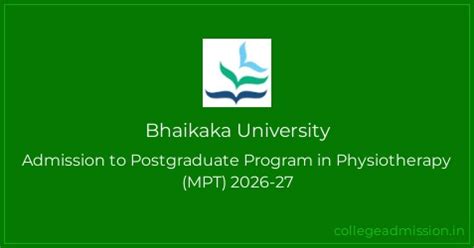 Bhaikaka University: Admission to Postgraduate Program in Physiotherapy ...