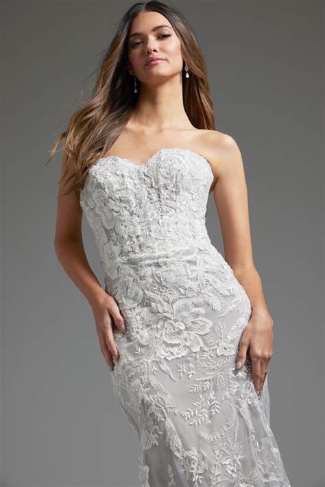 Ivory Embroidered Strapless Bridal Dress JB38221 - Jovani