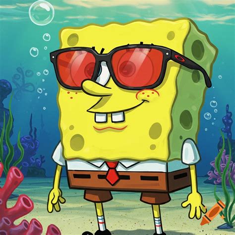 SpongeBob SquarePants wearing sunglasses underwater. on Craiyon