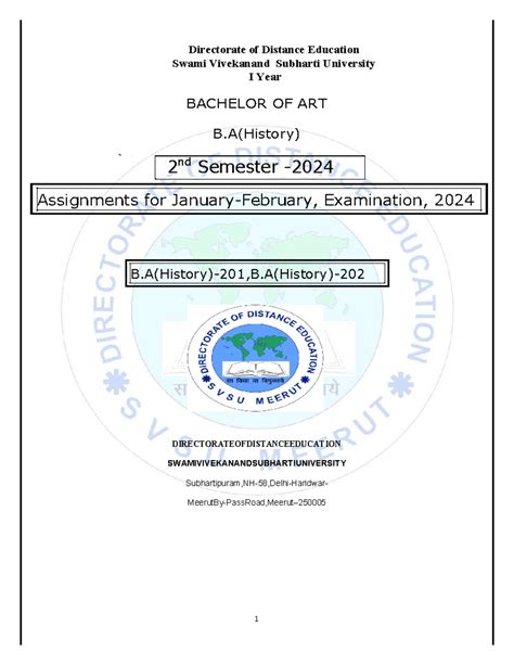 Sylabus of history - Swami Vivekanand Subharti University I Year 2 nd ...