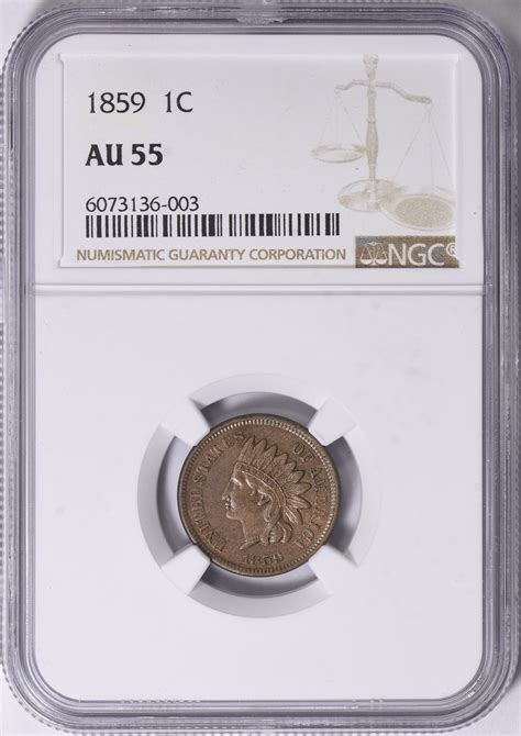 1859 Indian Cent NGC AU-55 (Item 1428918) | GreatCollections Coin Auctions