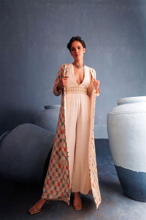Ivory Jumpsuit & Jacket Set - Festive Wear – Warra
