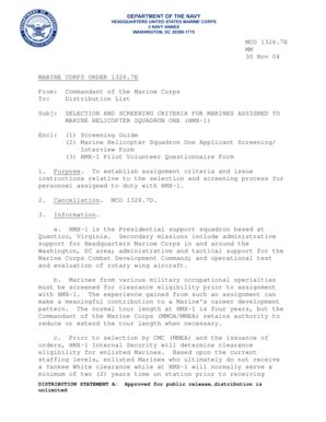 Fillable Online marines MCO 13267E SELECTION AND SCREENING CRITERIA FOR ...
