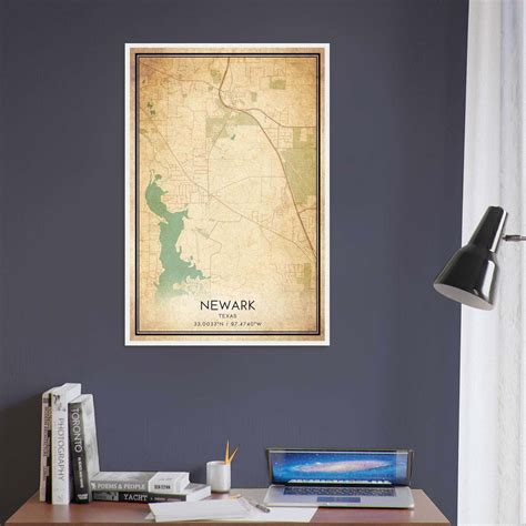 Vintage Newark Texas Map Poster, Newark TX City Road Wall Art Print ...