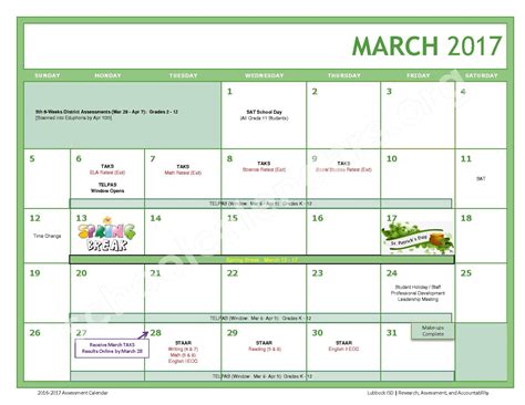 2016 - 2017 LISD Testing Calendar | Lubbock Independent School District ...