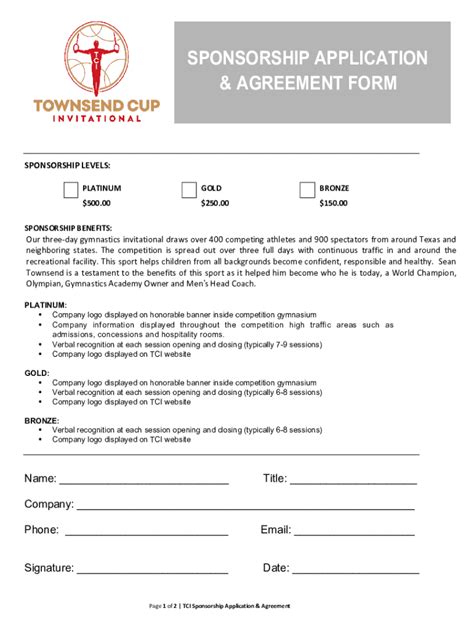 Fillable Online 20+ Sponsorship Application Forms Fax Email Print ...