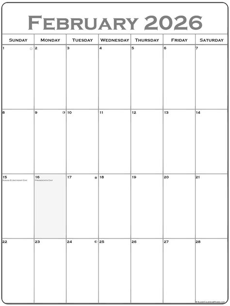 February 2026 Calendar Template