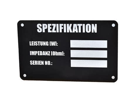 Tube-Town Store - Speaker Specification label, GERMAN