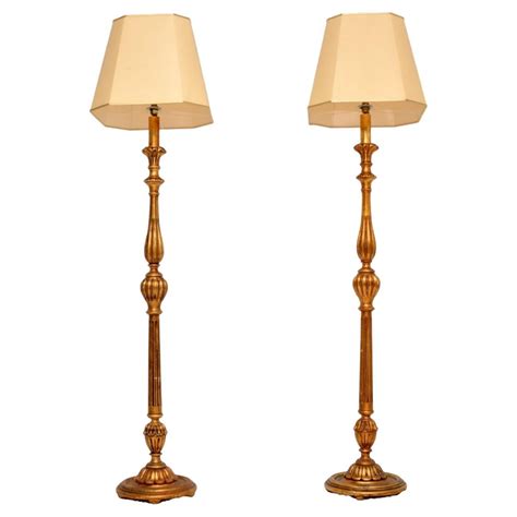 Pair of Antique Victorian Style Giltwood Floor Lamps For Sale at ...