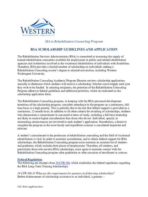 Fillable Online wce wwu Applications for New Awards: Rehabilitation ...