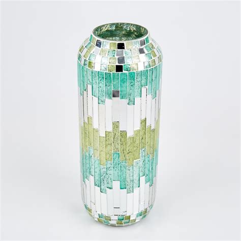 Buy Mabel Stripes Glass Mosaic Vase from Home Centre at just INR 1399.0