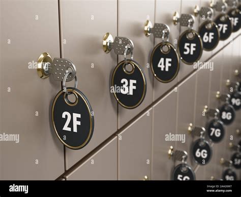 Safe deposit boxes with keys. 3D illustration Stock Photo - Alamy