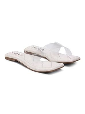 Buy GNIST White Transparent Flats Heel, Stylish Fashion Sandal ...