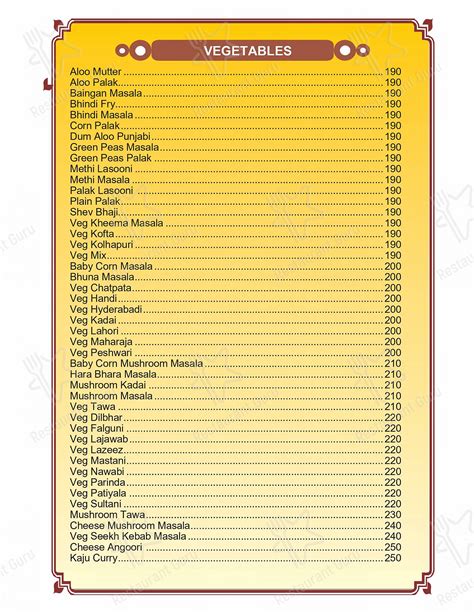 Menu at Vakratunda Pure Veg Restaurant & Banquet Hall, Pune