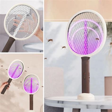 Şarjlı Sinek Öldürücü Masaüstü Standlı,mor Işık 43cm Sinek Kovucu Raket ...