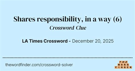 Shares responsibility, in a way — Crossword Clue