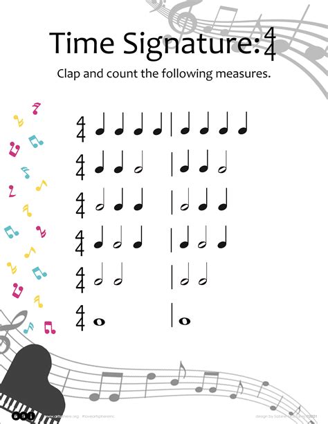 4/4 Time Signature Handout | Art Sphere Inc. - Worksheets Library