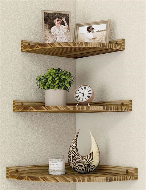 Petrala Corner Shelf Hanging Wall Shelf Wood 3-Piece Set Vintage ...