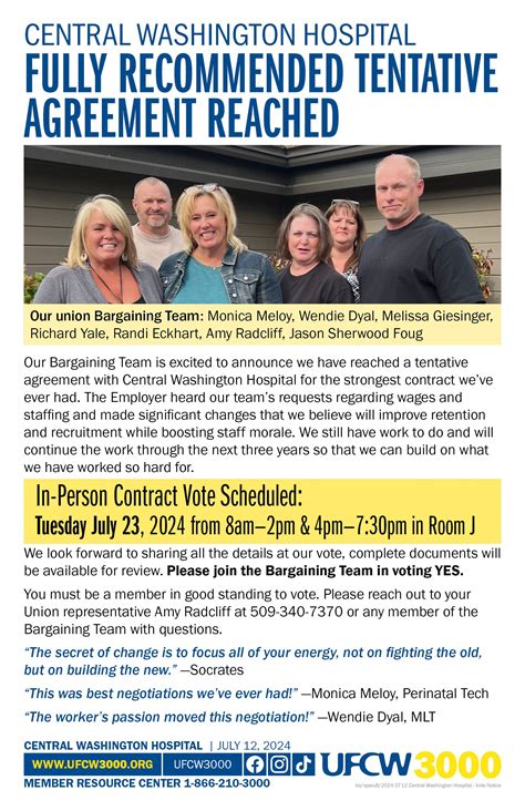 Central Washington Hospital Fully Recommended Tentative Agreement Reached — UFCW 3000