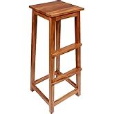 Genuine Decor Classic Solid Wood Saddle-Seat Kitchen Counter Stool with ...