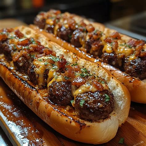 Bourbon BBQ Bacon Cheeseburger Meatball Subs Ready in 30 Minutes ...