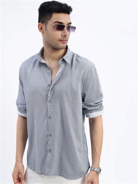Shop Men's Navy Blue Printed Ditsy Casual Shirt Online | Showoffff