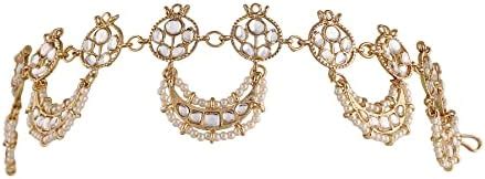 Buy I Jewels 18k Gold Plated Mughal Beautiful Long Pearl Kundan Jhumar ...