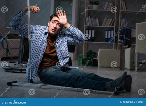 The Man Fell Off Wheelchair Sitting on the Floor Stock Photo - Image of ...