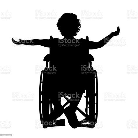 Silhouette Of A Happy Disabled Child Girl Sitting In A Wheelchair ...