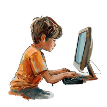 Boy Playing Computer Clip 的图像结果
