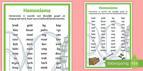 Lys van Homonieme Plakkaat (teacher made) - Twinkl