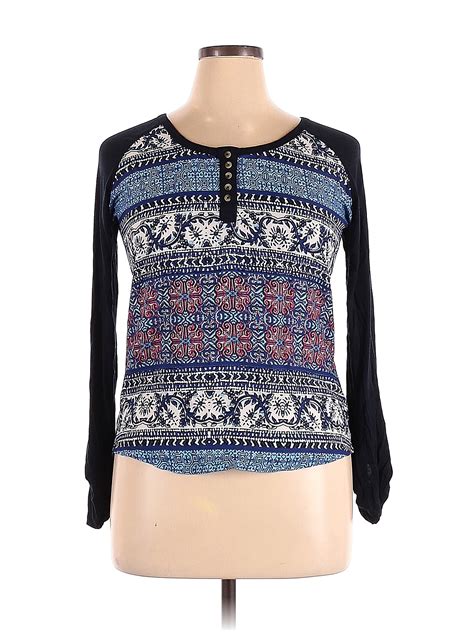 Keren Hart Paisley Colored Blue Long Sleeve Henley Size L - 80% off ...