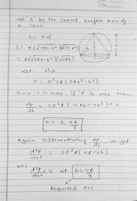 The curved surface of the cone inscribed in a given sphere is maximum ...