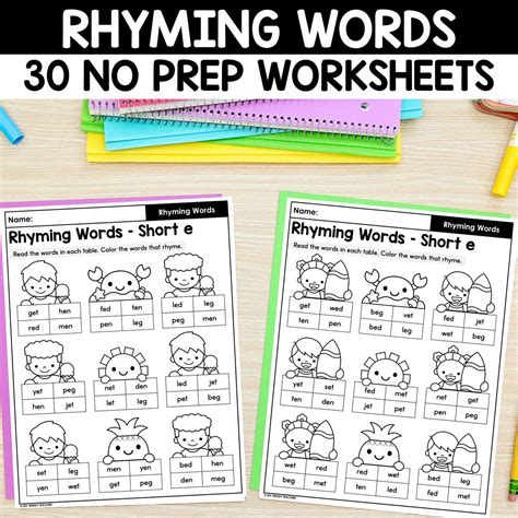 Rhyming Worksheets – My Nerdy Teacher