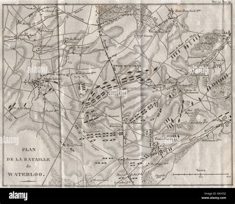 Plan of the Battle of Waterloo 1815. Belgium, 1821 antique map Stock ...