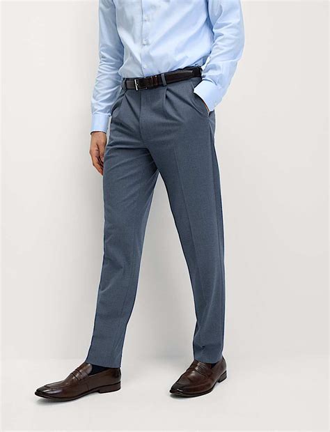Buy Tailored Fit Single Pleat Smart Trousers at Marks & Spencer