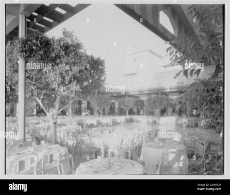Everglades Club, Orange Room, Palm Beach, Florida. General cross view, showing canopy. Gottscho ...