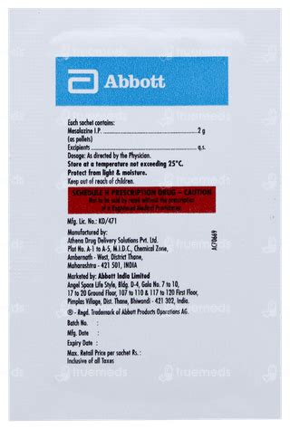 Rowasa 2000 MG Sachet | Order Rowasa 2000 MG Sachet 1 Online at Truemeds