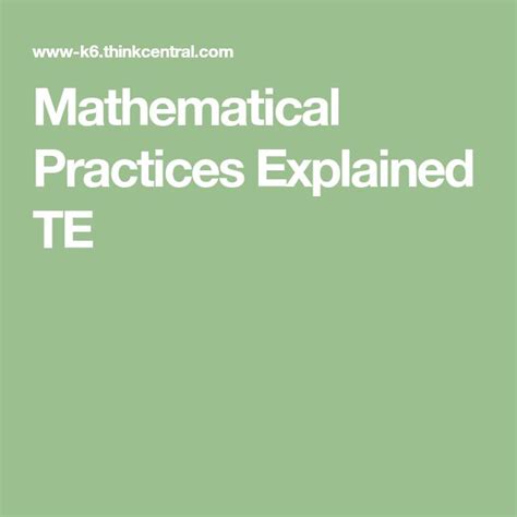 Image result for Mathematical Practices Explained