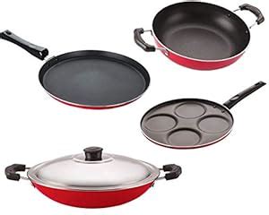 Buy Nirlon Aluminium Non Stick Kitchen Essentials cookware Set of 4 ...