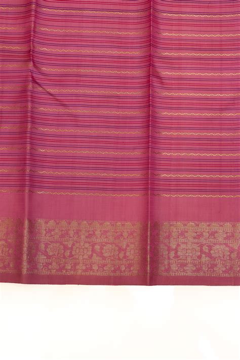 Lotus pink neli stripes pure Kanchipuram silk saree – Clio Silks