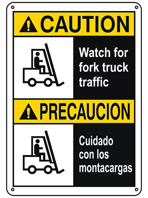 "Watch For Fork Truck Traffic" English/Spanish Sign - Plastic S-26397P ...