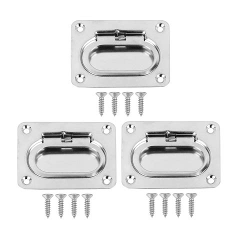 X AUTOHAUX 3pcs 76 x 57mm Boat Flush Ring Pull Handle 316 Stainless ...