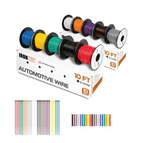 Iron Forge Cable 12 Gauge Wire - 10 Roll Assortment Pack Automotive ...