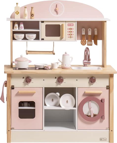 ROBUD Play Kitchen for Kids Toddlers, Wooden Play Kitchen with ...