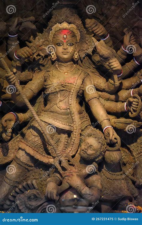 Durga Devi Puja Pandal With Idol Of Goddess Durga During Hindu Festival ...
